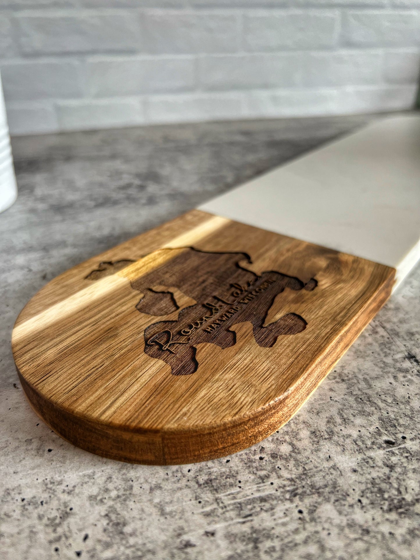 Marble & Wood Lake Map Flight Board | Small Charcuterie Board